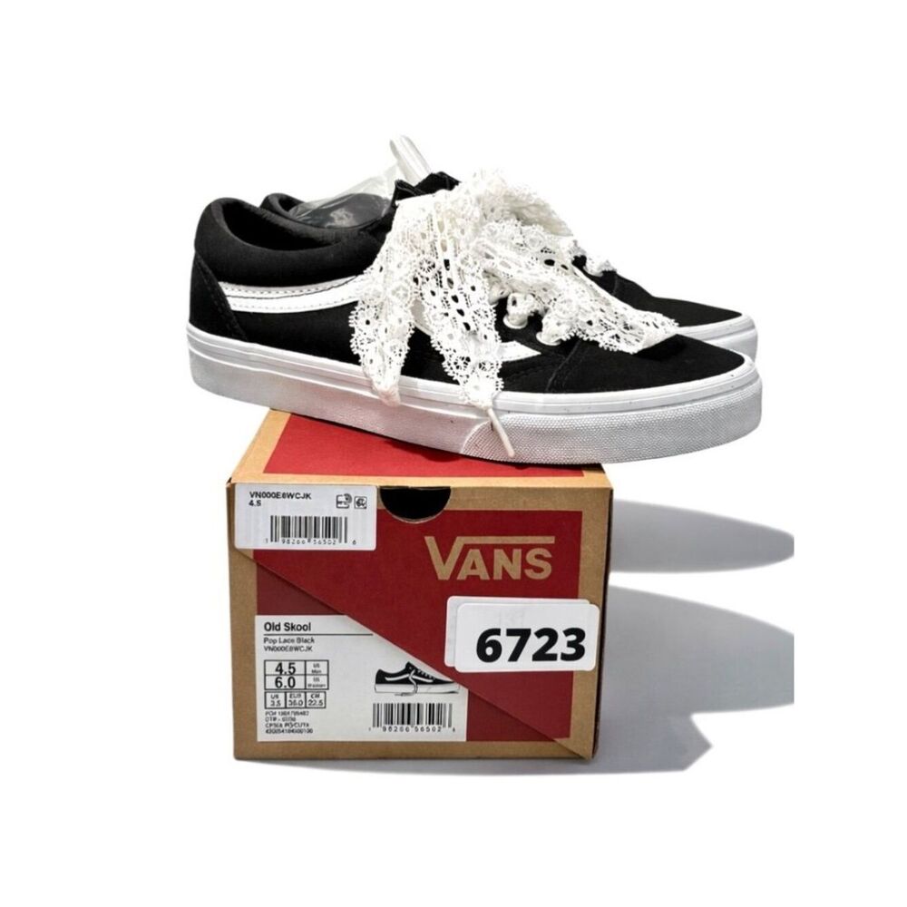 Vans Old Skool Pop Lace Black Women’s 6 Men’s 4.5 Lace Skate Shoes VN00E6WCJK - Picture 2 of 9